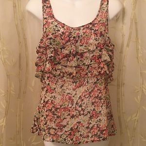 Express Ruffled Floral Sleeveless Top